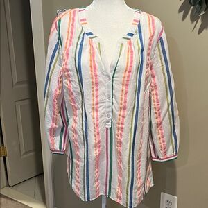 Talbots Multicolor Striped Blouse, NWT, XL